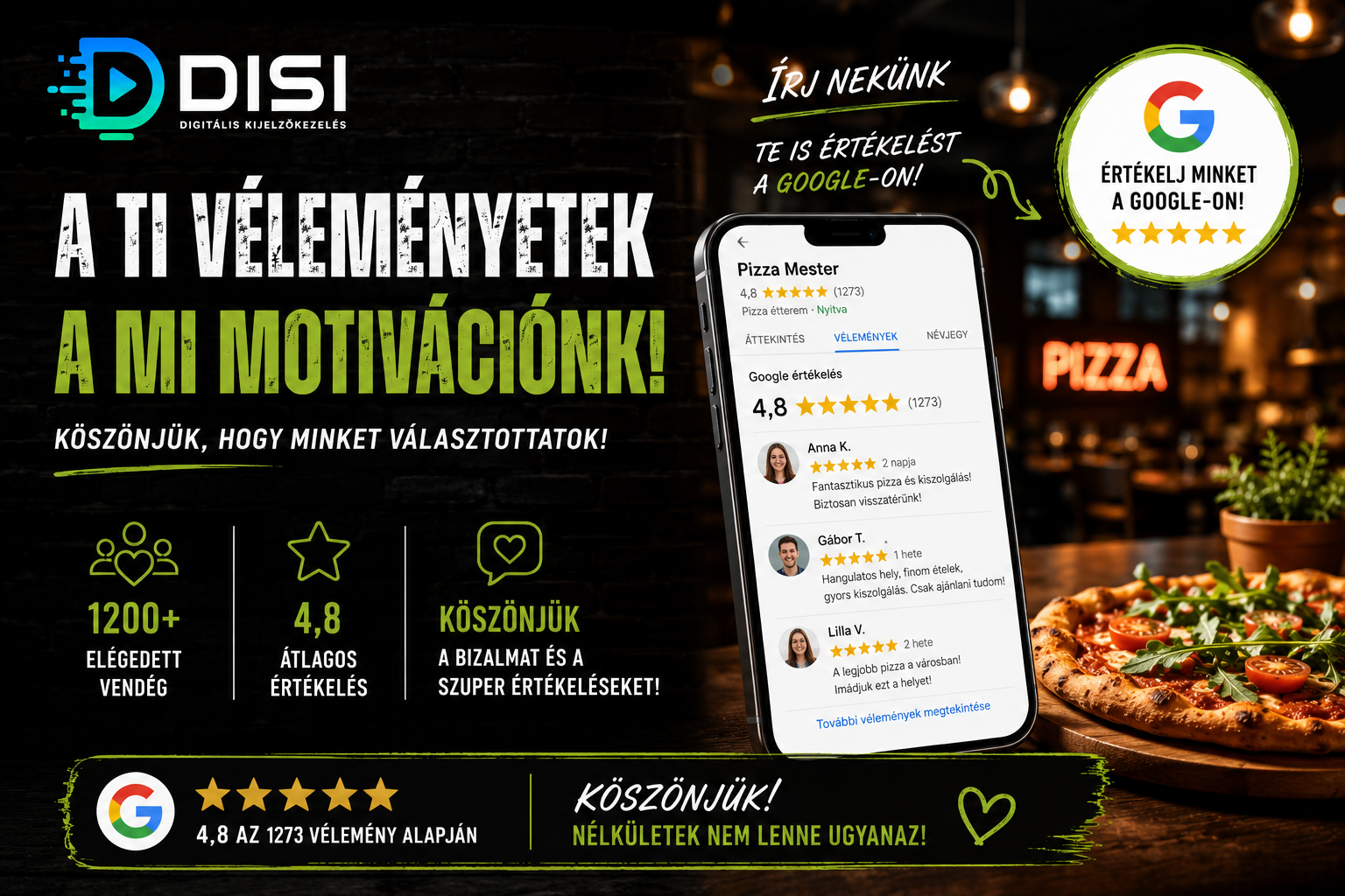 Ajánlat megjelenítése éttermi TV-n