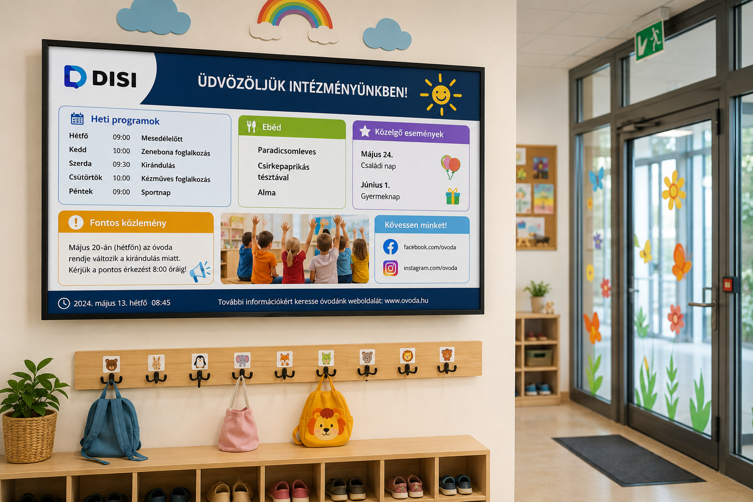 Digitális információs kijelző óvodában és iskolában